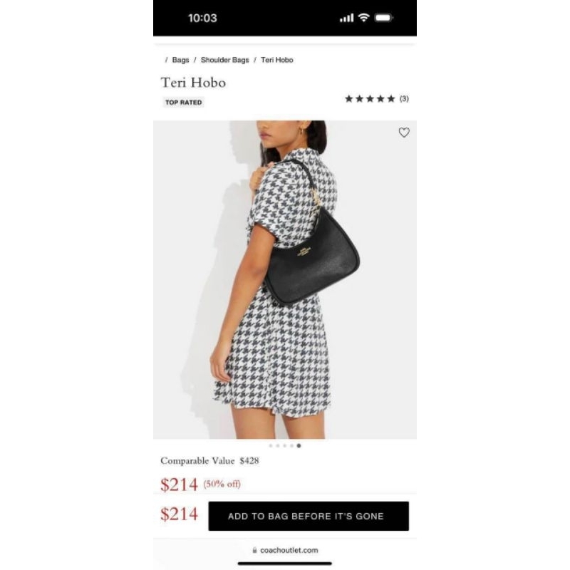 Túi Coach Teri Hobo size lớn