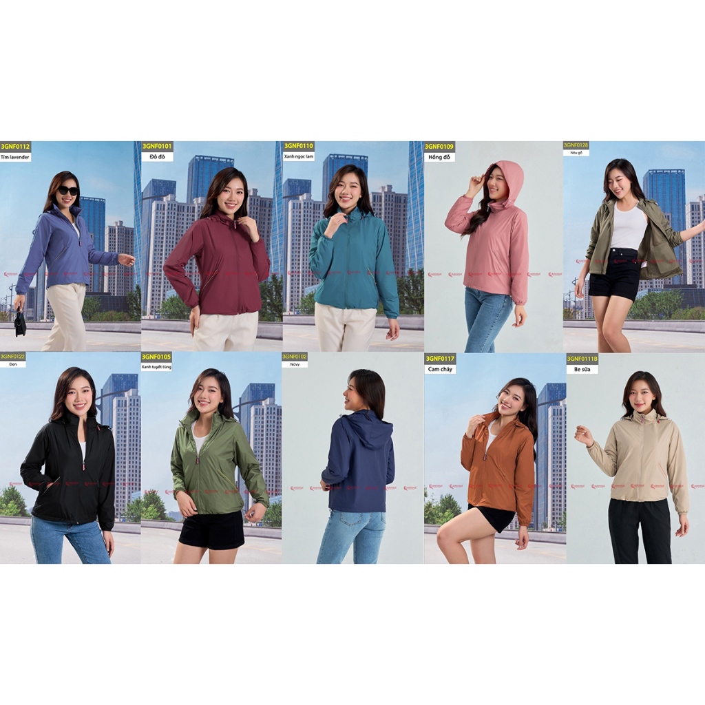 Áo Gió  Nữ 𝐂𝐀𝐑𝐃𝐈𝐍𝐀 2 Lớp Lót Lưới  Cao Cấp Cản Gió, Cản Bụi, Chống Nước 3GNF01