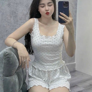 NHẮN SHOP CHỌN HÌNH Bộ đồ ngủ in hình cute ba lỗ thun co dãn dưới 52kg, set đồ bộ mặc nhà thun lạnh cạp chun co dãn