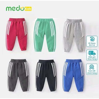 Quần thể thao kẻ 3 sọc Medokids cho bé trai bé gái mềm mại, giữ ẩm tốt 10 - 32kg