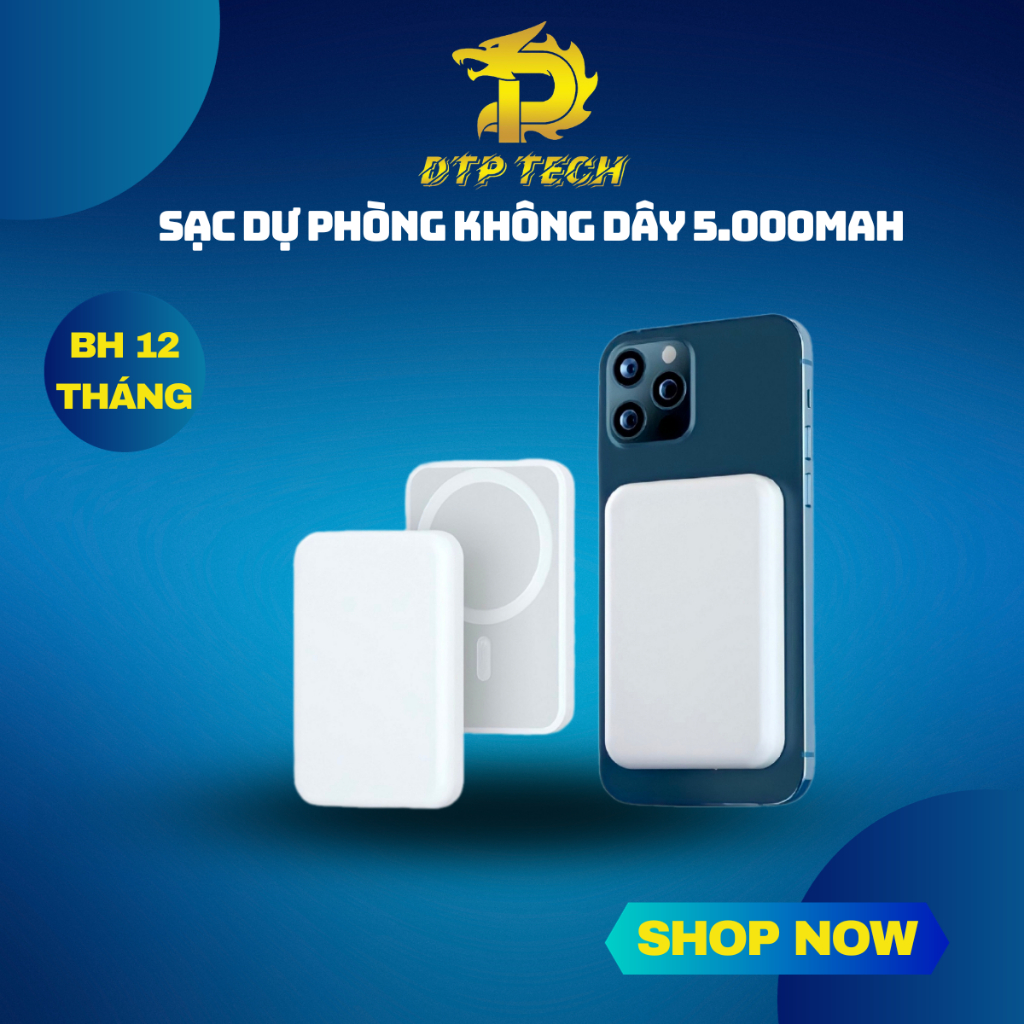 Sạc dự phòng không dây pin 5000mAh nhỏ gọn phù hợp với mọi dòng điện thoại