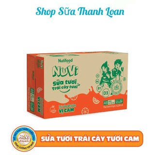 Thùng 48 hộp nuvi sữa tươi trái cây tươi vị cam 180ml.