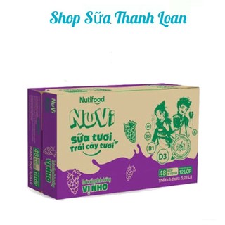 Thùng 48 hộp nuvi sữa tươi trái cây tươi vị nho 110ml/ 180ml.