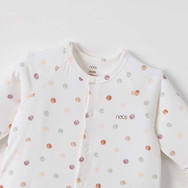 Bộ Nous liền dài có tất màu trắng in họa tiết cho bé 0M 3M 6M