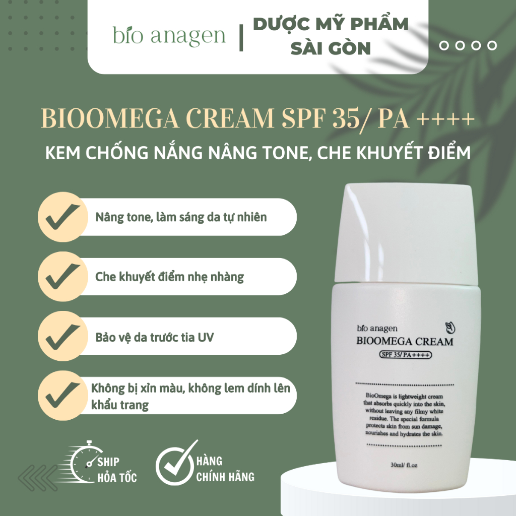 Kem Chống Nắng Nâng Tone Che Khuyết Điểm Bioomega Cream Spf 35 / PA ++++ 30ml