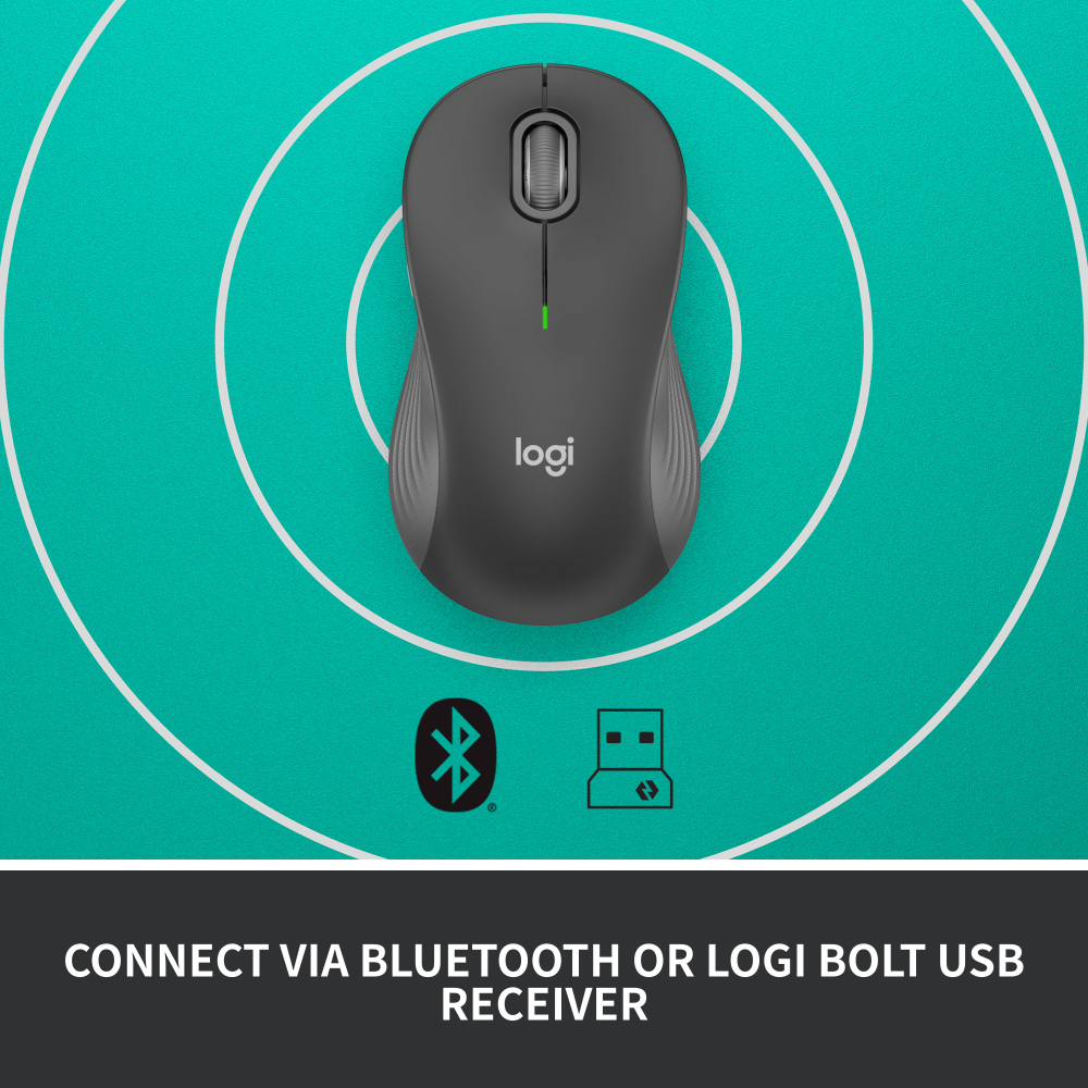 Chuột không dây Bluetooth Logitech M550 Signature - SmartWheel, giảm ồn, 4000DPI, Size M, Đa thiết bị