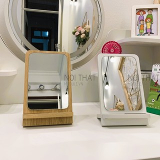Gương soi trang đểm để bàn mini, chất liệu gỗ phủ melamin chống xước, gương bỉ.