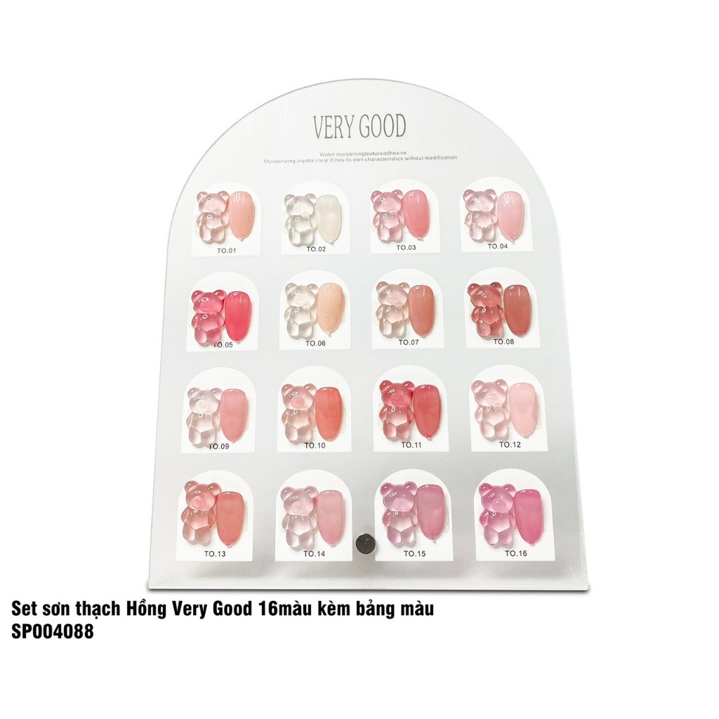 Set sơn thạch hồng Very Good Nail 16 màu -Gel thạch trong suốt màu xinh phong cách Hàn Quốc tặng kèm bảng màu