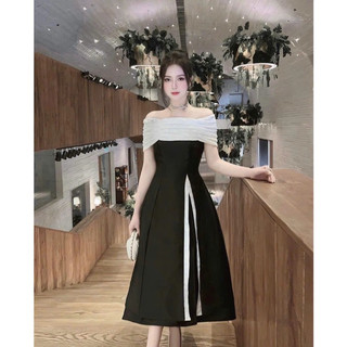 ĐẦM XOÈ TRỄ VAI DÁNG DÀI TAPTA PHỐI REN  MÀU Y HÌNH