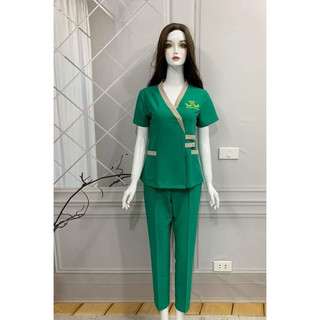 Đồng phục spa chất liệu cotton lạnh hàn hàng thiết kê