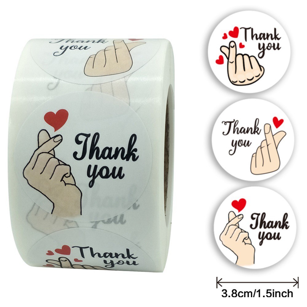 Cuộn nhãn dán cảm ơn, tem Thanh you, sticker thank you kiểu dáng vintage, giấy craft đơn giản đáng yêu