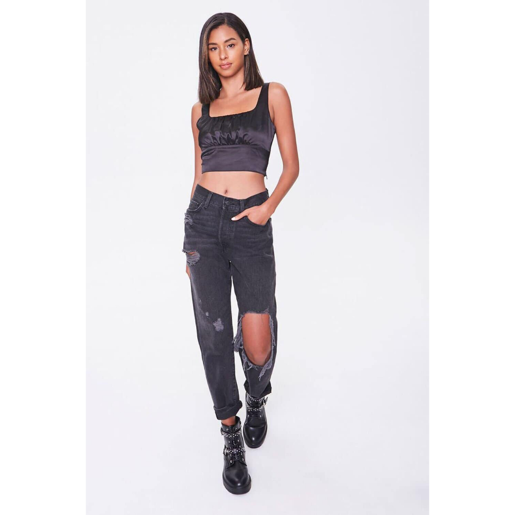 C3297 & C3298 - Áo 2 dây croptop lụa nhún thun sau trơm
