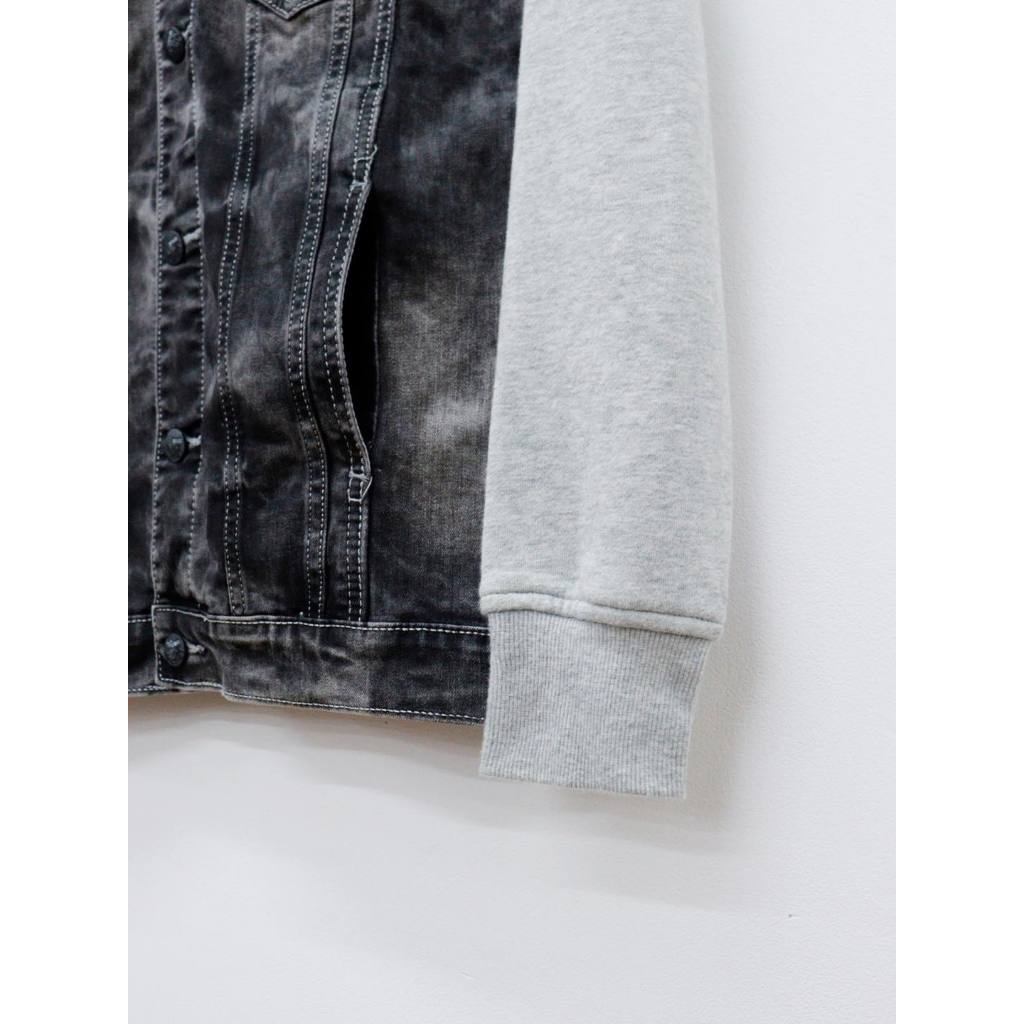 C3322 - Áo khoác jean, có nón, phối nỉ, wash