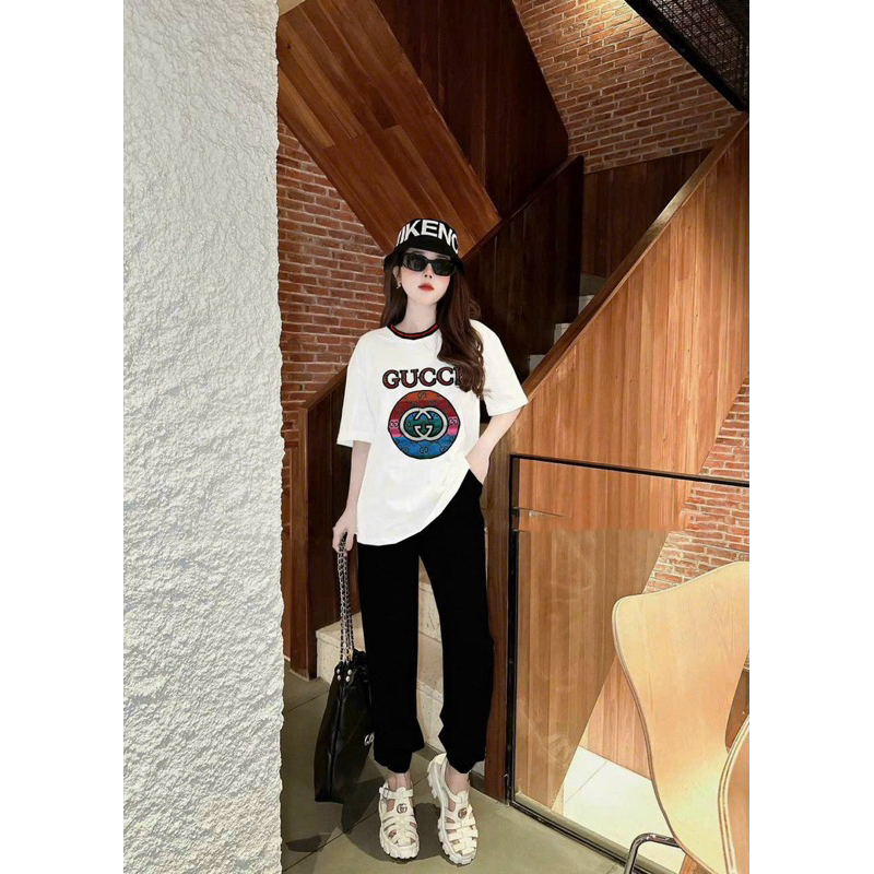BỘ THUN COTTON 100% MÙA HÈ ÁO PHOM RỘNG THÊU CHỮ
