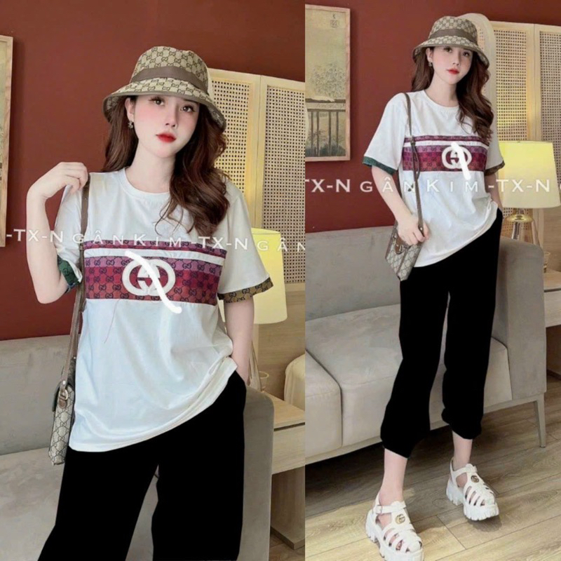 BỘ THUN COTTON 100% MÙA HÈ ÁO PHOM RỘNG THÊU CHỮ