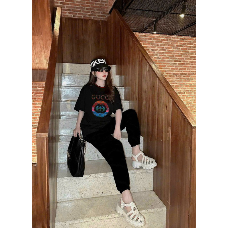 BỘ THUN COTTON 100% MÙA HÈ ÁO PHOM RỘNG THÊU CHỮ
