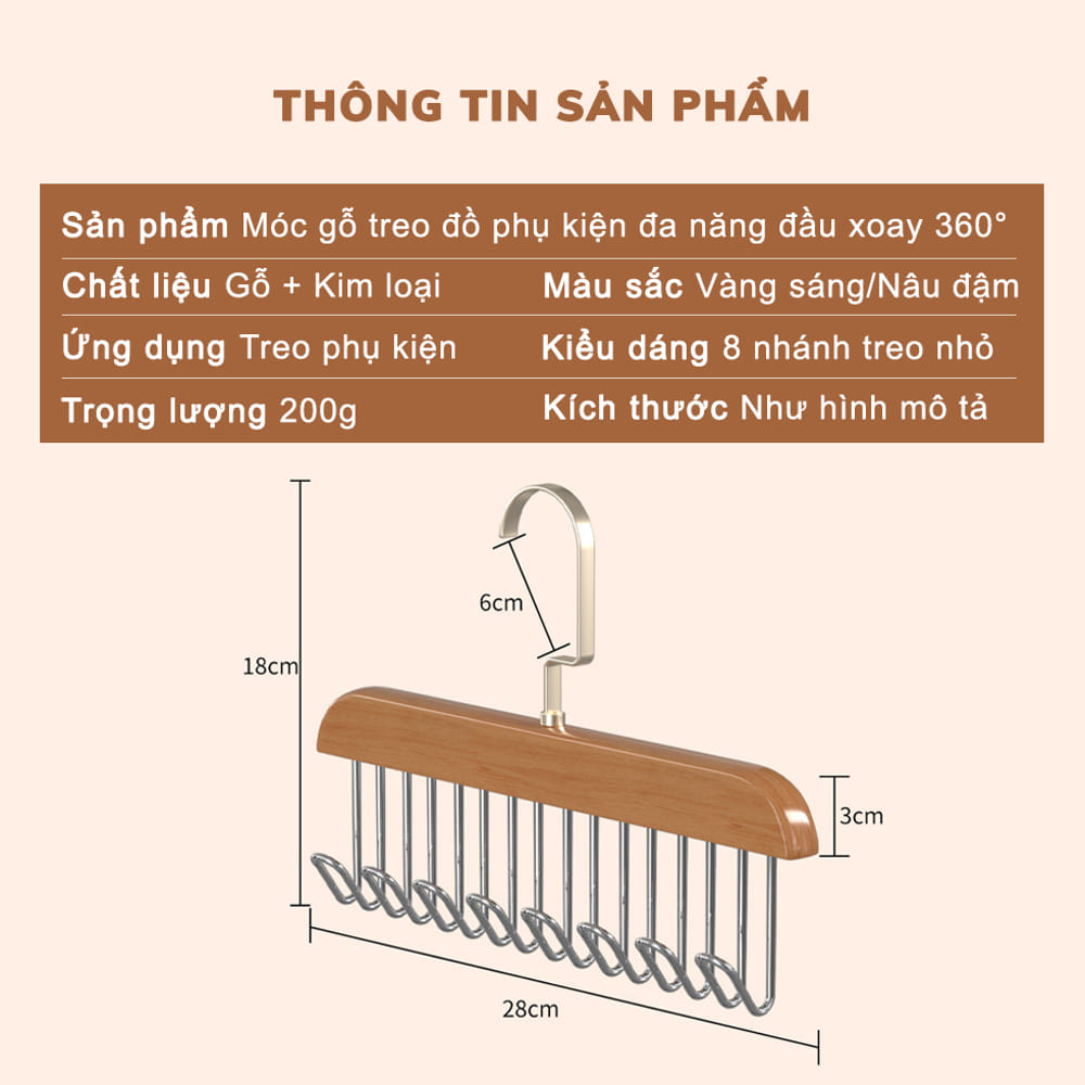 Móc Treo Đồ Lót Tất Thắt Lưng Cà Vạt Áo 2 Dây, Móc Phơi Đồ Đa Năng 8 Nhánh
