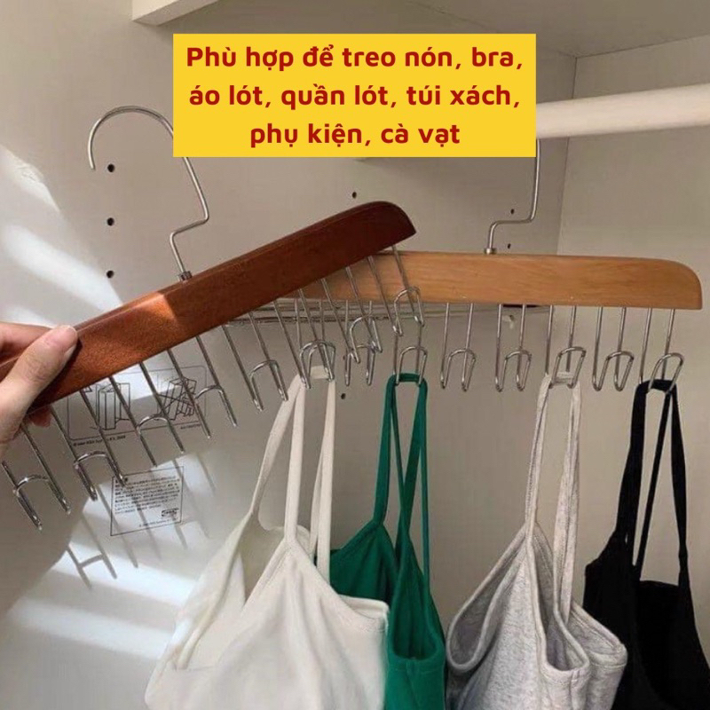 Móc Treo Đồ Lót Tất Thắt Lưng Cà Vạt Áo 2 Dây, Móc Phơi Đồ Đa Năng 8 Nhánh