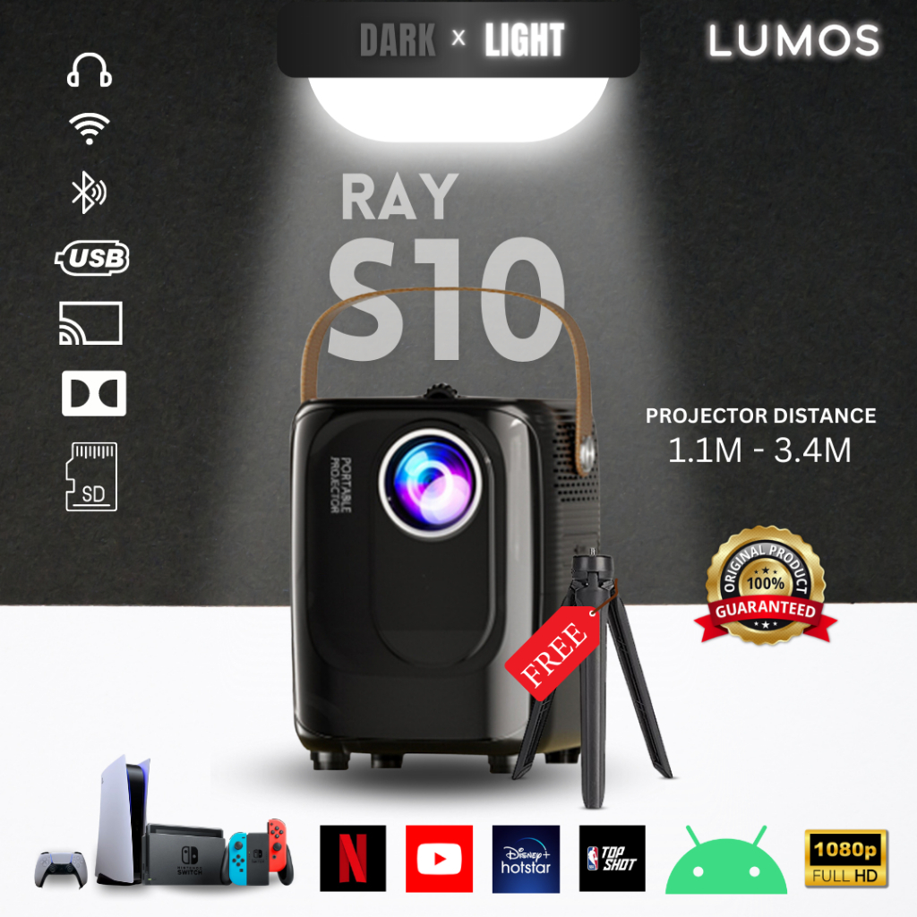 S10 PRO 5G Portable Wireless Mini Projector 4K UHD WIFI Android 6.0 Home Theater