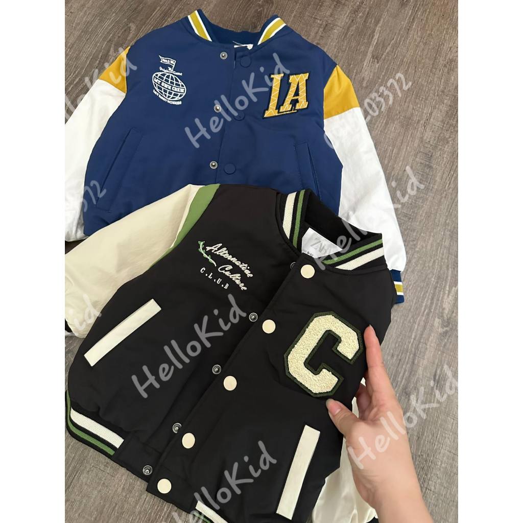 Áo khoác bomber chữ thêu new cho bé