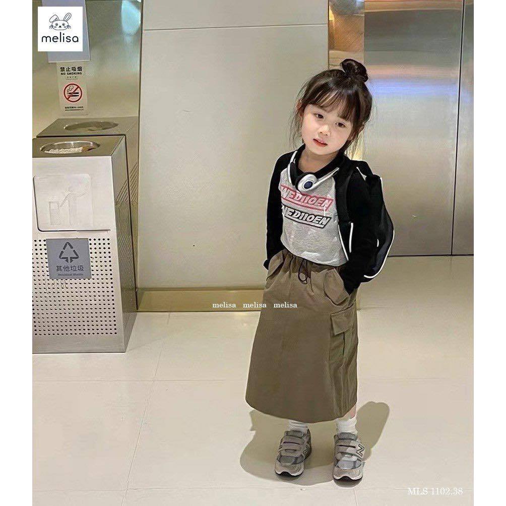 Bộ áo wedioen kèm chân váy rêu bé gái