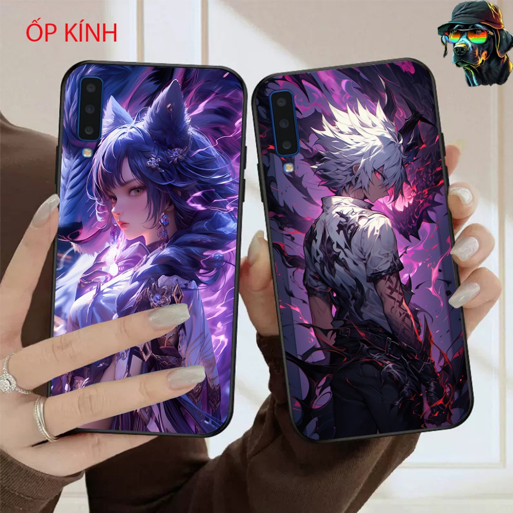 Ốp điện thoại mặt kính Samsung a7 2018 / ss a9 2018 in hình game thủ anime đẹp