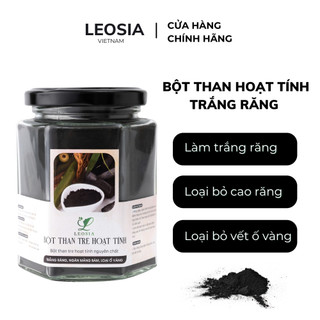 Bột than tre hoạt tính trắng răng leosia - loại bỏ mảng bám, tẩy vết ố vàng cho răng 70g