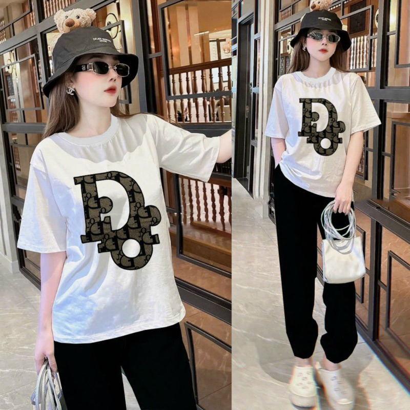 BỘ THUN COTTON 100% MÙA HÈ ÁO PHOM RỘNG THÊU CHỮ