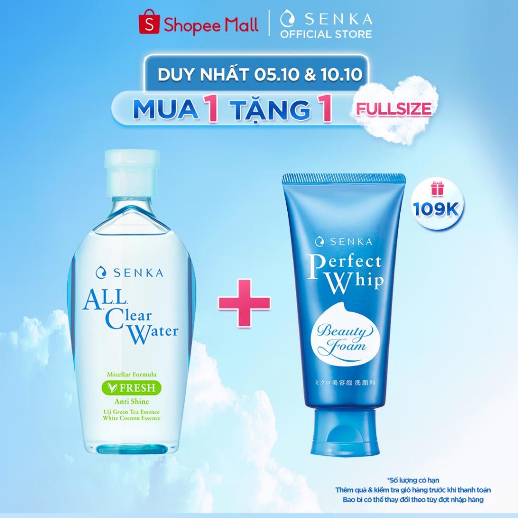 [Mua 1 tặng 1 SRM] Nước tẩy trang Micellar Senka A.L.L Clear Water Fresh 230ml