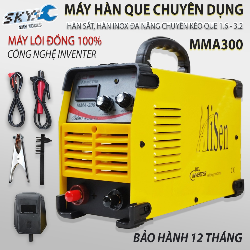Máy hàn điện tử MMA-300 ALISEN hàng chính hãng, kéo que 1.6-3.2, bảo hành 1 năm