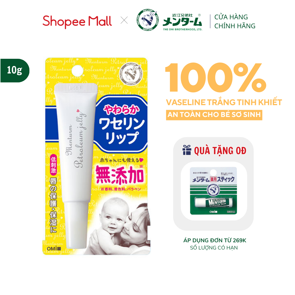 Thạch Dưỡng Môi Lành Tính Dành Cho Mẹ & Bé Omi Menturm (10g/tuýp)