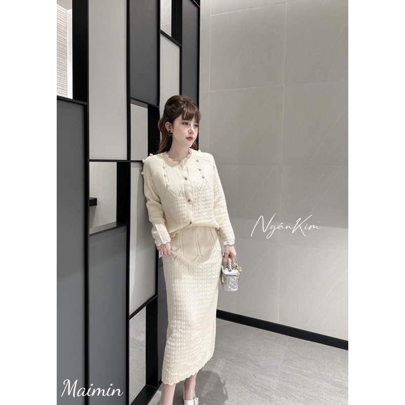 Set len viền sóng chân váy dài đẹp 4 màu hàng QC