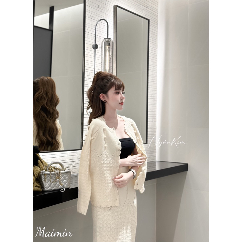 Set len viền sóng chân váy dài đẹp 4 màu hàng QC