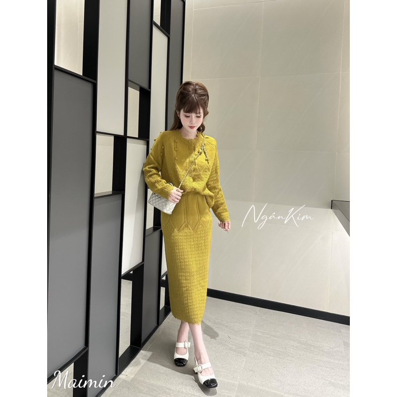 Set len viền sóng chân váy dài đẹp 4 màu hàng QC