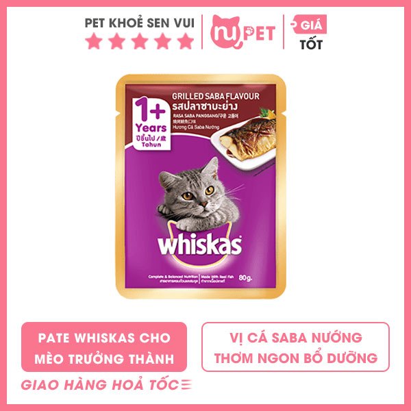 Pate whiskas cho mèo trưởng thành Adult 80 g