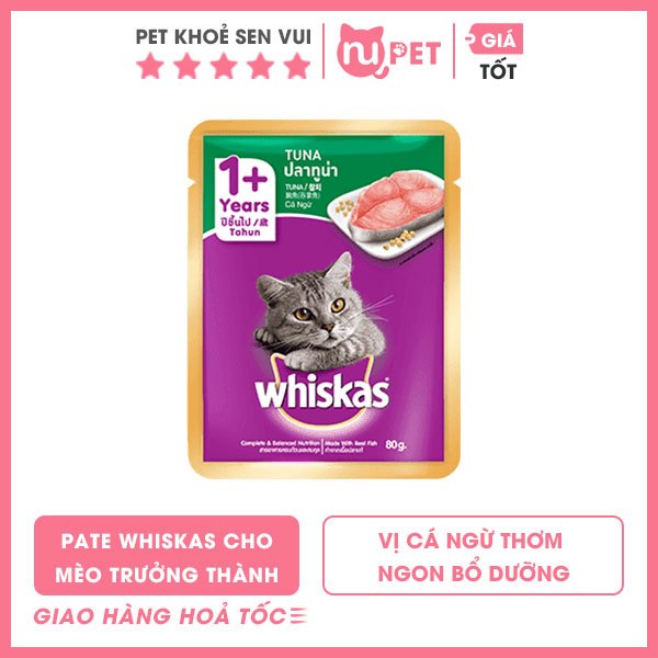 Pate whiskas cho mèo trưởng thành Adult 80 g