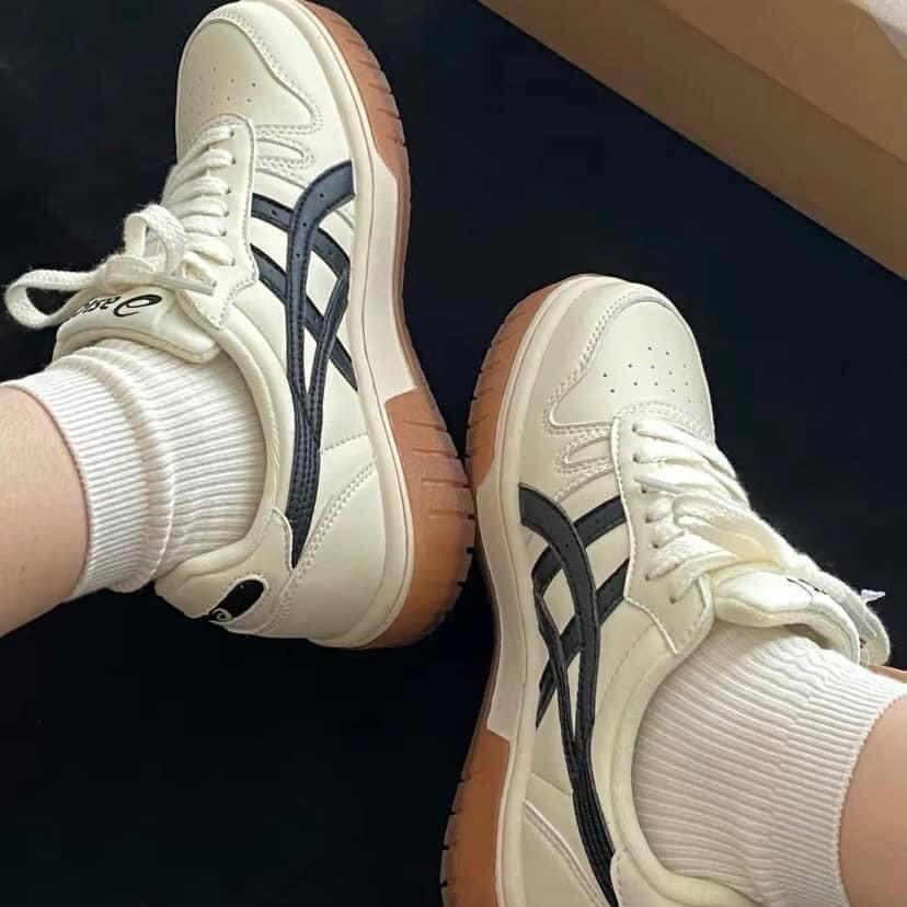 Giày Asics Court MZ Cream Black Gum mẫu mới nhất, Giày Đế Cao Su asics Nguyên Khối Đủ Size nam nữ