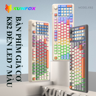 Bàn phím giả cơ chuyên game XUNFOX K82 thiết kế 94 phím nhỏ gọn có đèn led 7 màu kèm theo nút vặn âm lượng tiện lợi