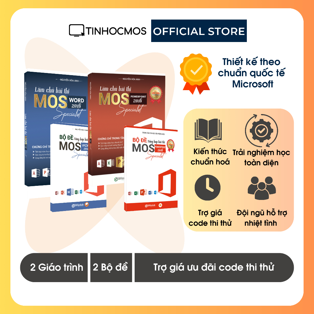 Sách - Combo Sách Ôn Thi 2 Môn MOS Word, Powerpoint 2016 Specialist