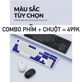 [GIAO NGAY]Combo 2 món phím + chuột không dây AKKO #MX108 Black Cyan / Blue on White (Bluetooth, USB 2.4Ghz)