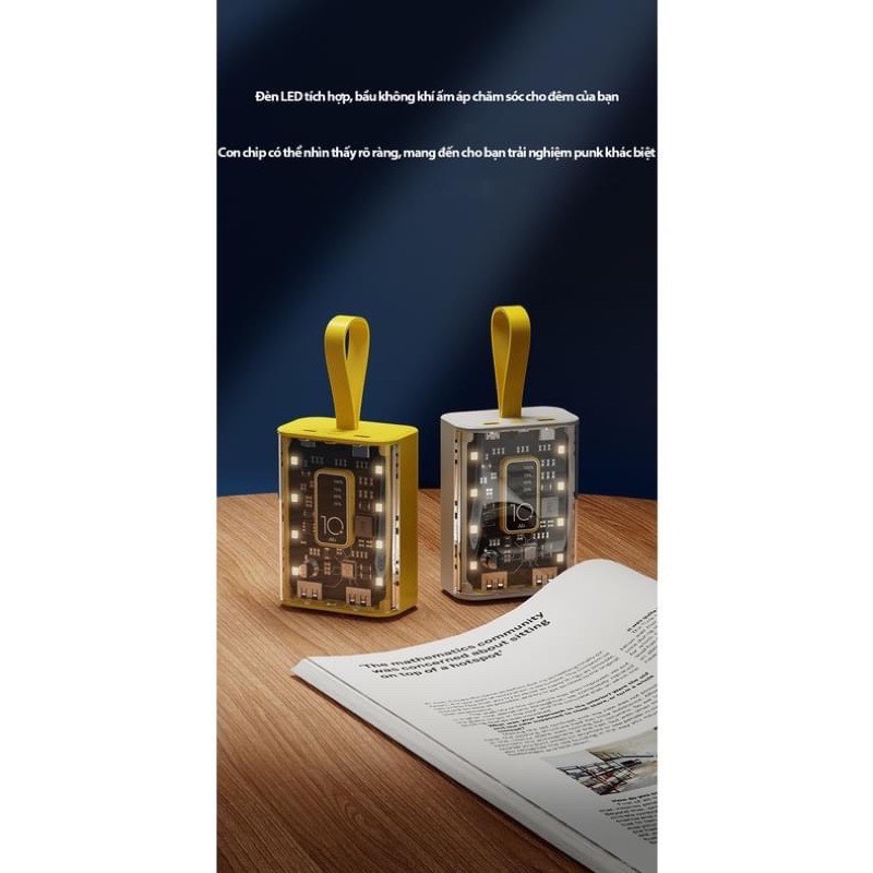 Sạc dự phòng, sạc dự phòng 10000mah sạc nhanh màn hình Led tích hợp 3 đầu cáp sạc