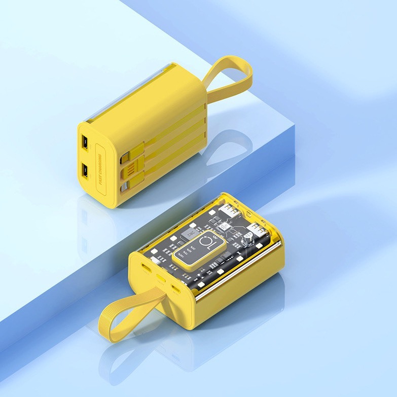 Sạc dự phòng, sạc dự phòng 10000mah sạc nhanh màn hình Led tích hợp 3 đầu cáp sạc