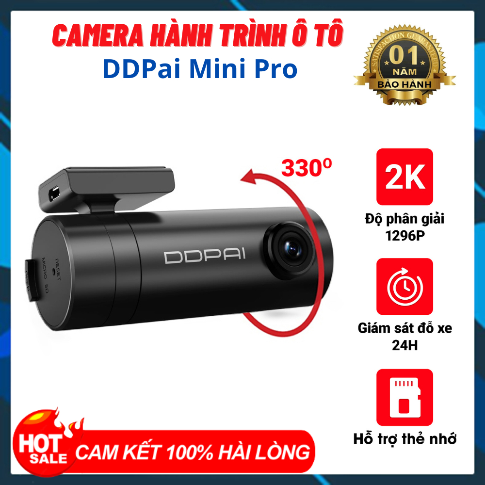Camera Hành Trình Ô Tô DDPai Mini Độ Phân Giải Full HD, Mini Pro Độ Phân Giải 2K Kết Nối Wifi Bảo Hà