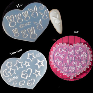 Khuôn silicon Thỏ Playboy-Nơ-Tim-Sao