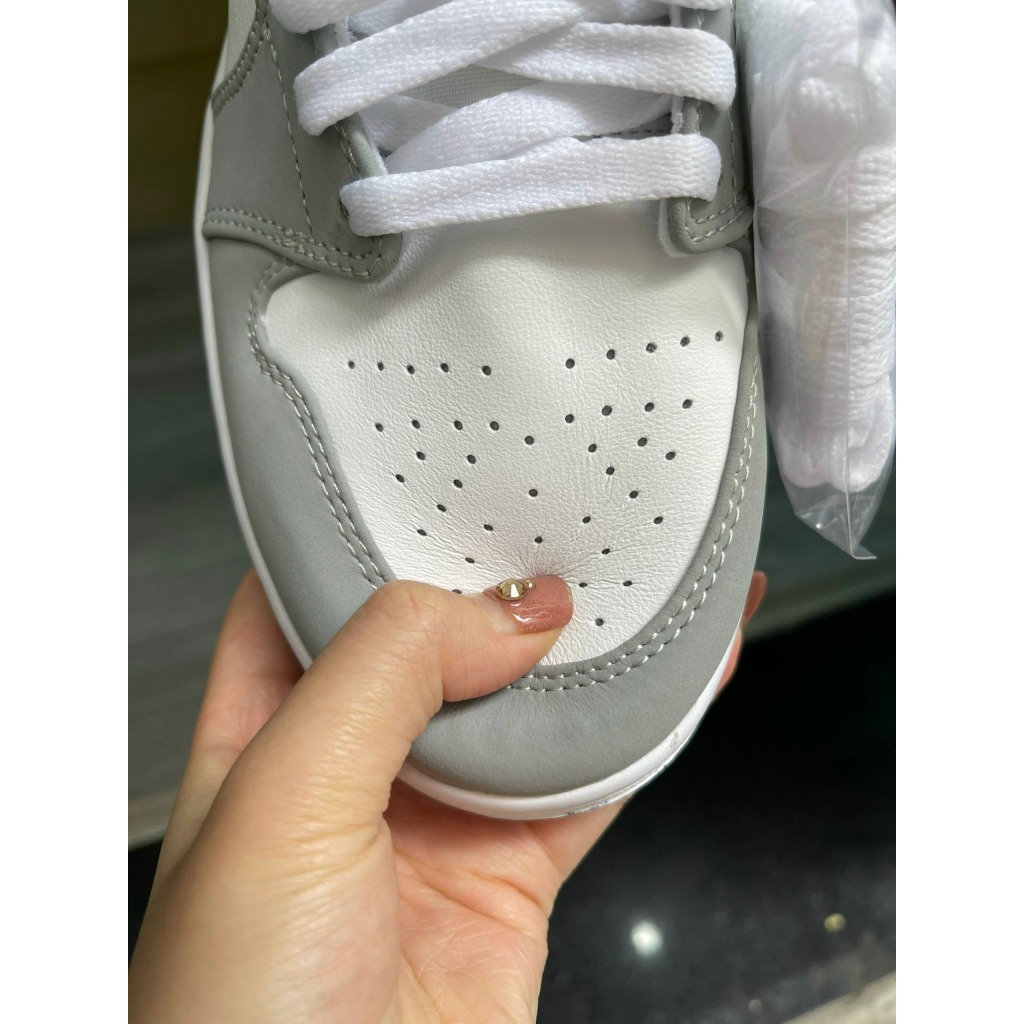Giày Jordan xám trắng đế xanh, Giày Jordan 1 cổ thấp JD grey xám đế xanh bản đẹp full box bill GALIO_SHOP
