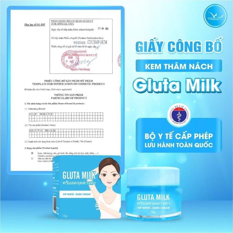 [Chính Hãng] Kem Thâm Nách Gluta Milk Thái Lan (MUA 1 TẶNG 1) Kem khử thâm nách các vùng da thâm sạm