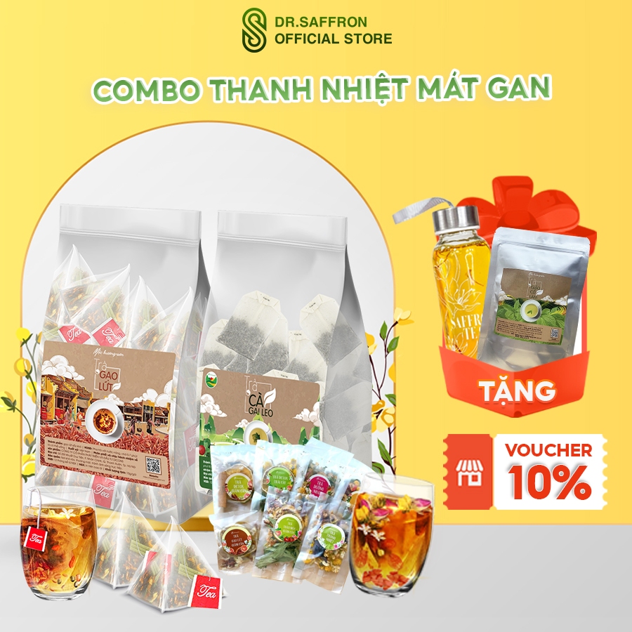 Set 60 gói trà cà gai leo với trà gạo lứt Mộc Hương Sơn giúp mát gan, thanh nhiệt cơ thể