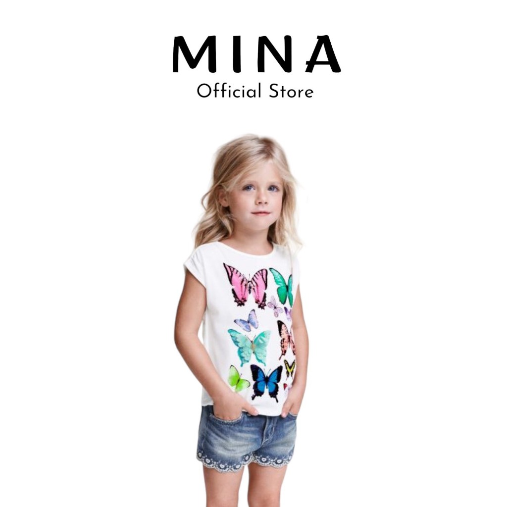 ** ÁO THUN BÉ GÁI HM - CẮT TAG, CHƯA MẶC - MỚI 90% - LỖI NHẸ