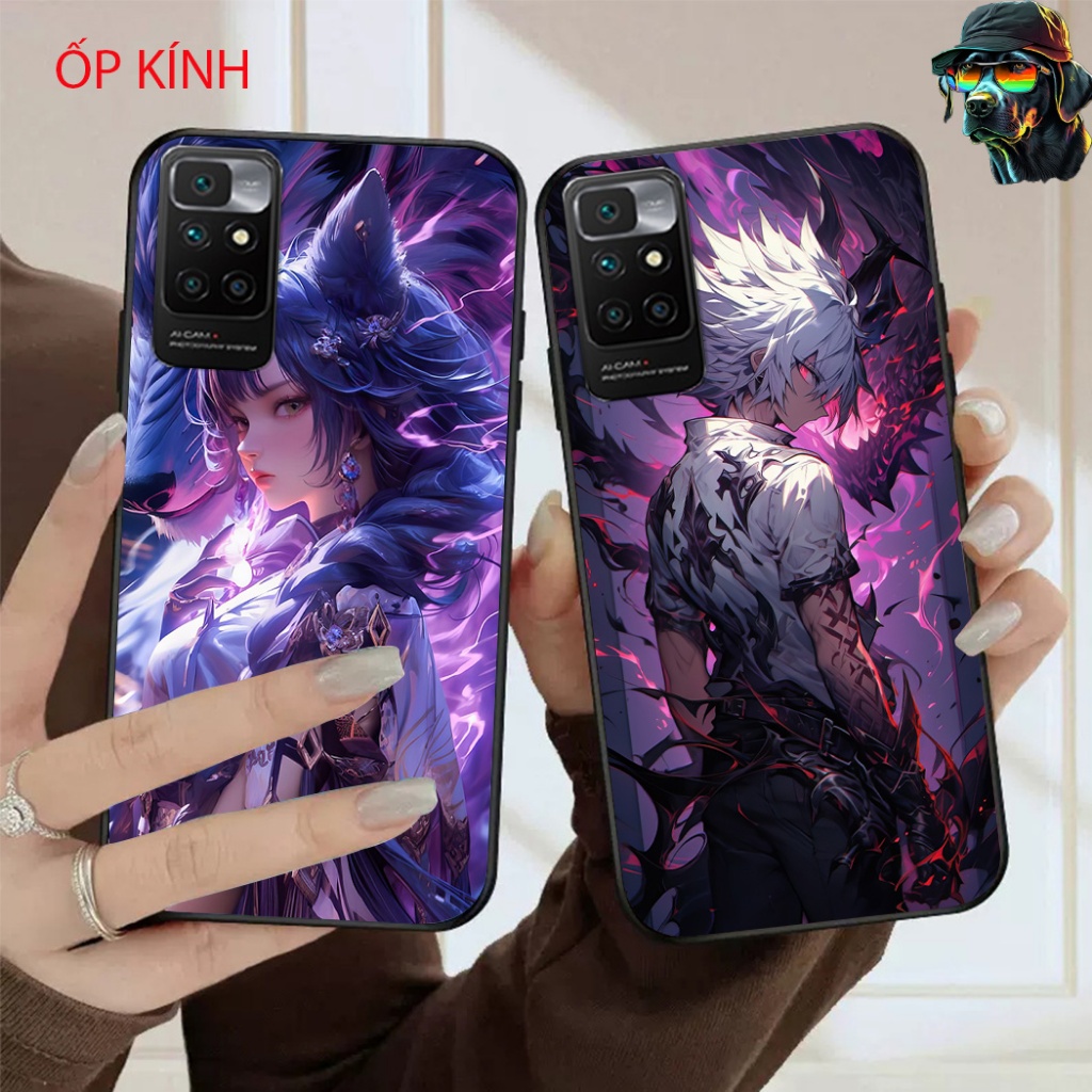 Ốp điện thoại mặt kính xiaomi redmi 10 in hình game thủ anime đẹp