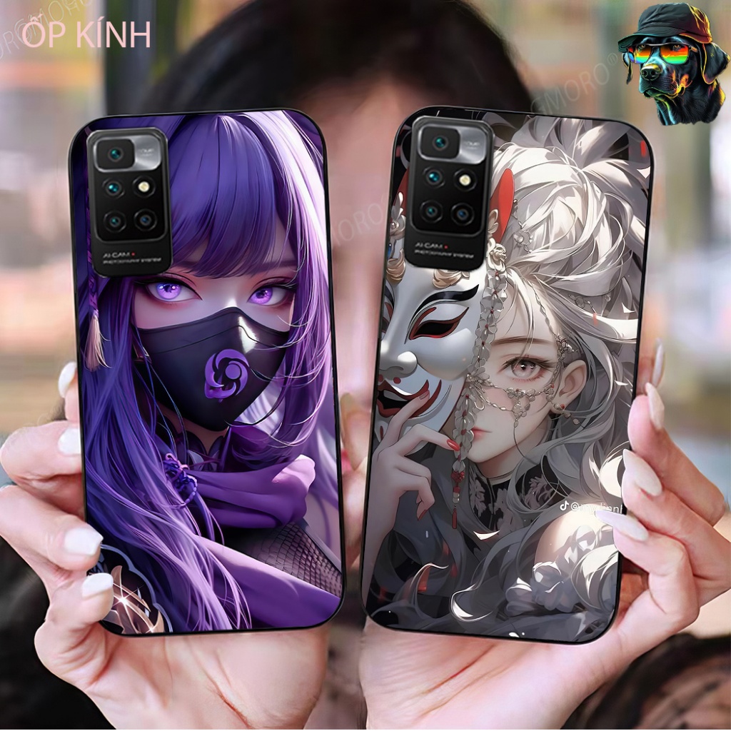 Ốp điện thoại mặt kính xiaomi redmi 10 in hình game thủ anime đẹp